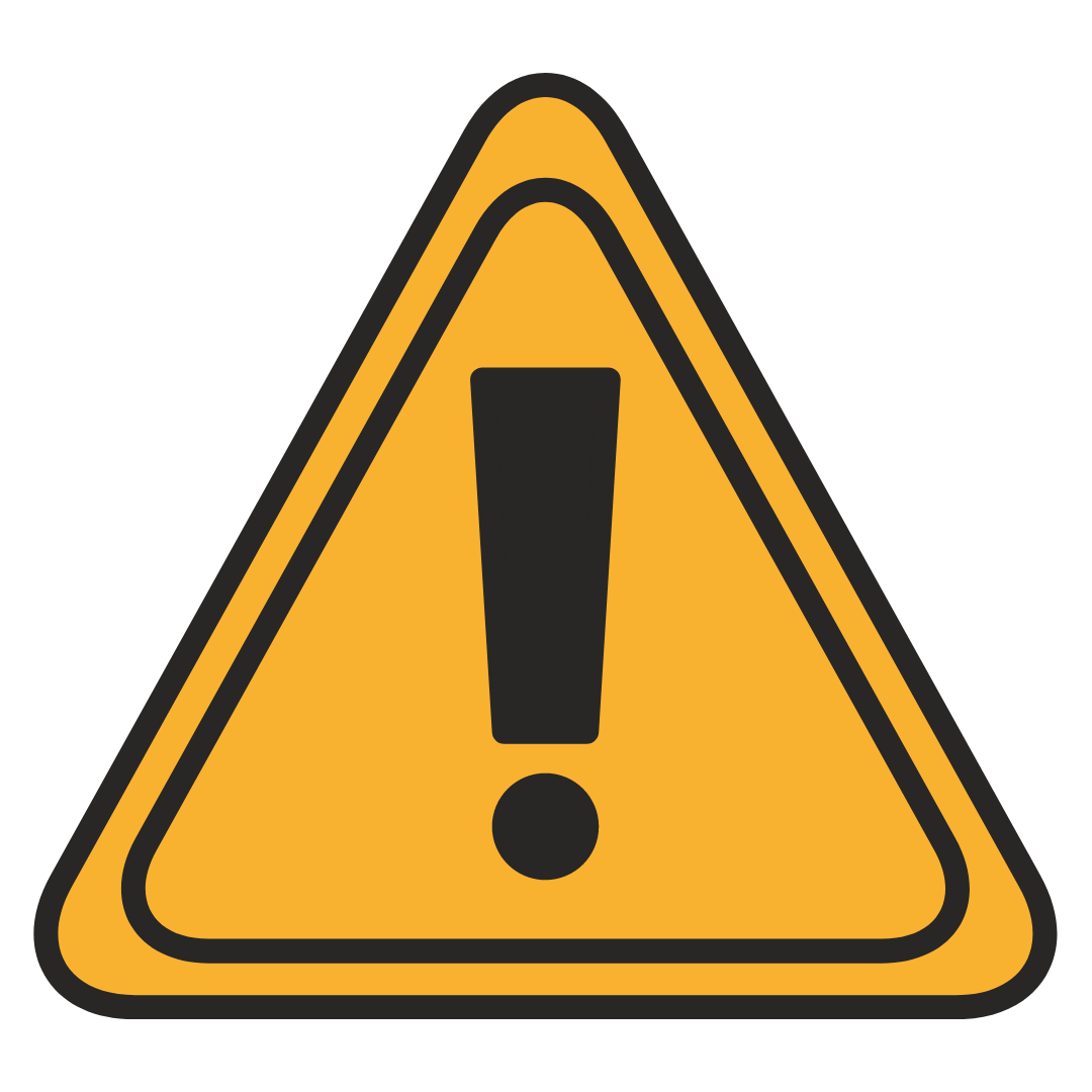 graphic of a yellow caution triangle with a black exclamation point inside